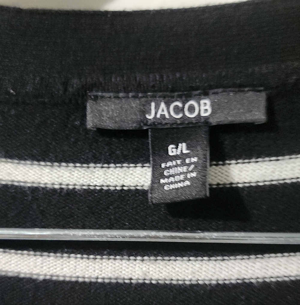 🪻Jacob Black & White Striped V-Neck Button-Front Cardigan🪻size: L - Picture 3 of 6